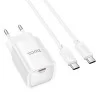 Incarcator de retea Hoco C148A Charm single port charger set Type-C to Type-C (PD30W) [White]